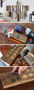 Organizador de madera para cuchillos