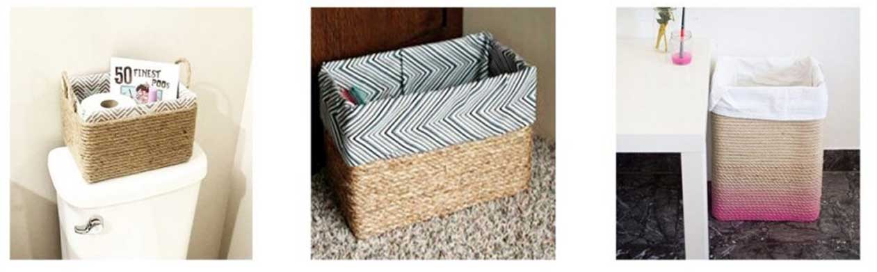 cesta hecha con cartón y cuerda