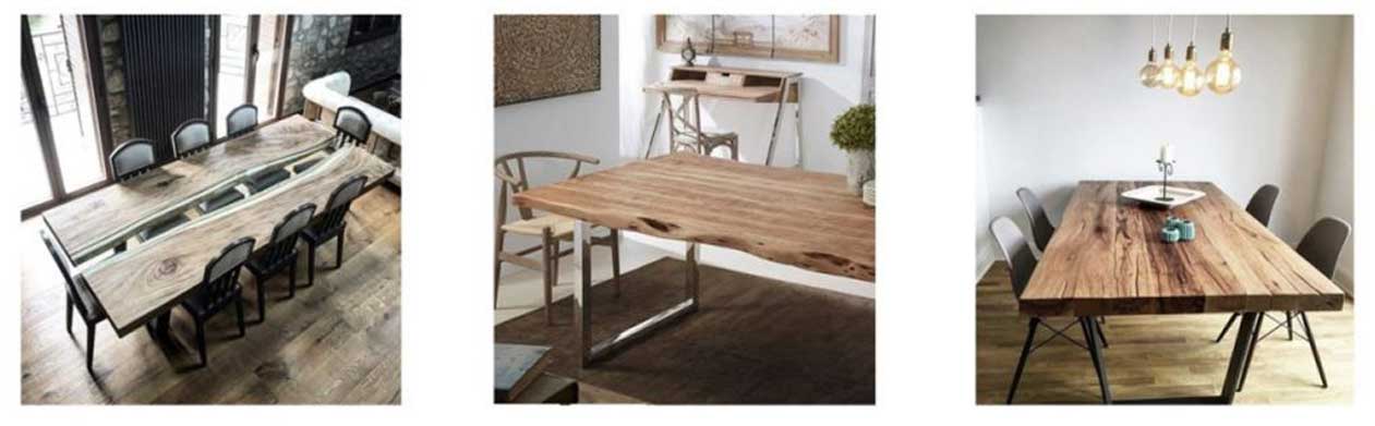 Mesa de comedor con una tabla de madera 