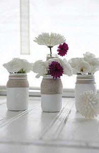 Flores para decorar con tarros de cristal