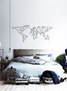 Mapa mundi con cinta negra para la pared